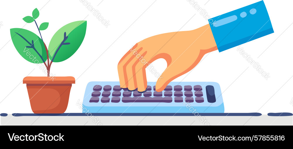 Hand pressing keyboard button workflow progress vector image