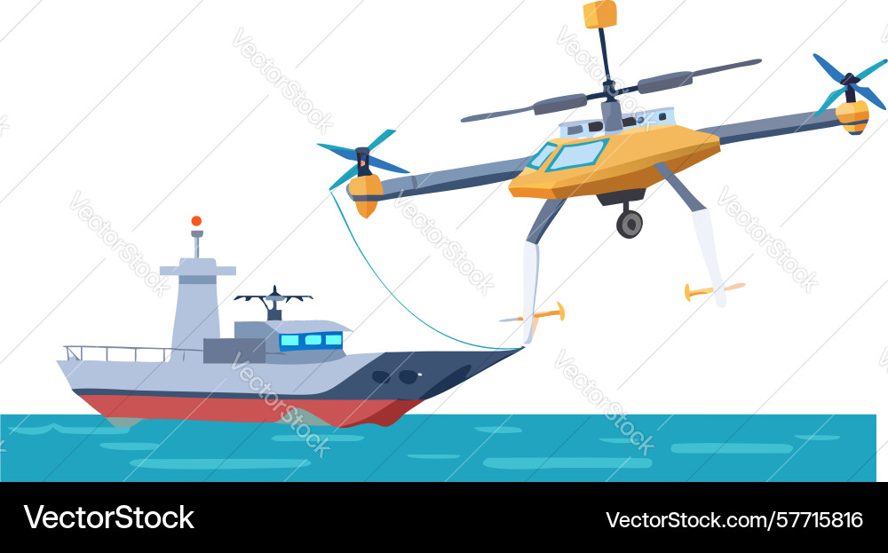 Modern ship utilizing advanced drone-based Vector Image