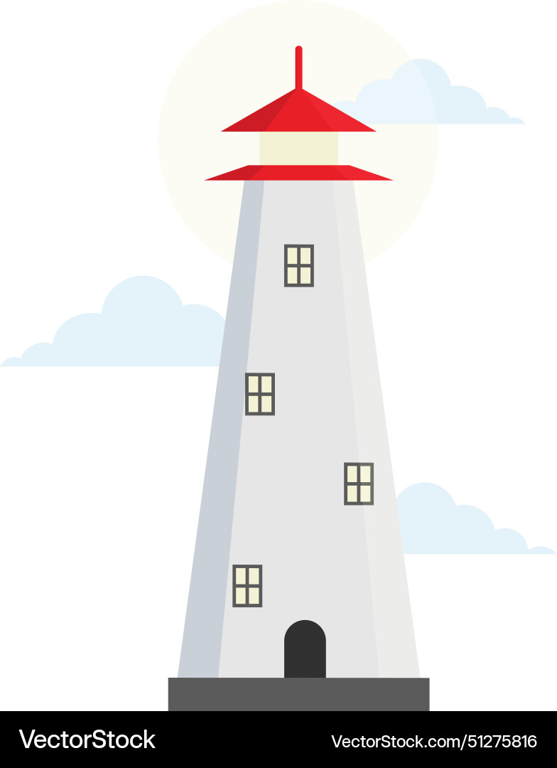 Nautical lighthouse cartoon navigation light tower vector image