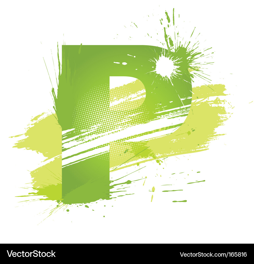 Paint splashes font letter p vector image