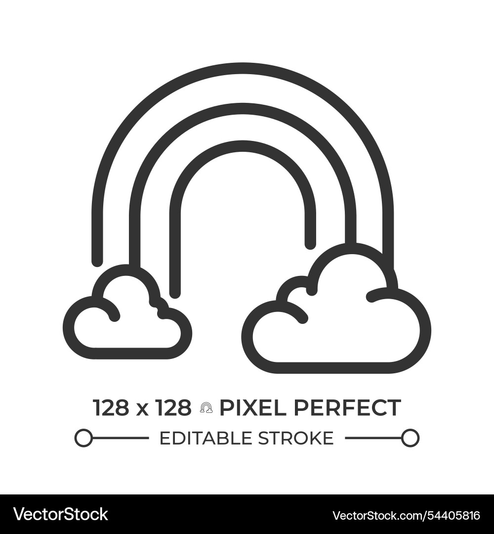 Rainbow and clouds linear icon Rainbow and clouds linear icon Vector Image