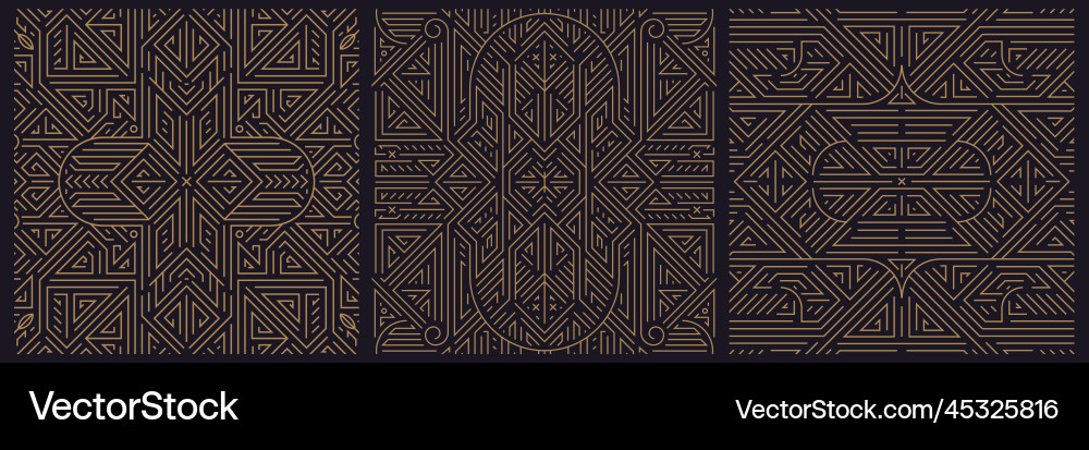 Set of art deco seamless patterns frames Set of art deco seamless patterns frames vector image