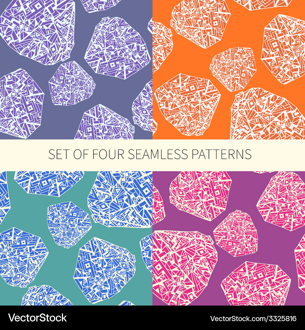 Set of four abstract seamless patterns Vector Image