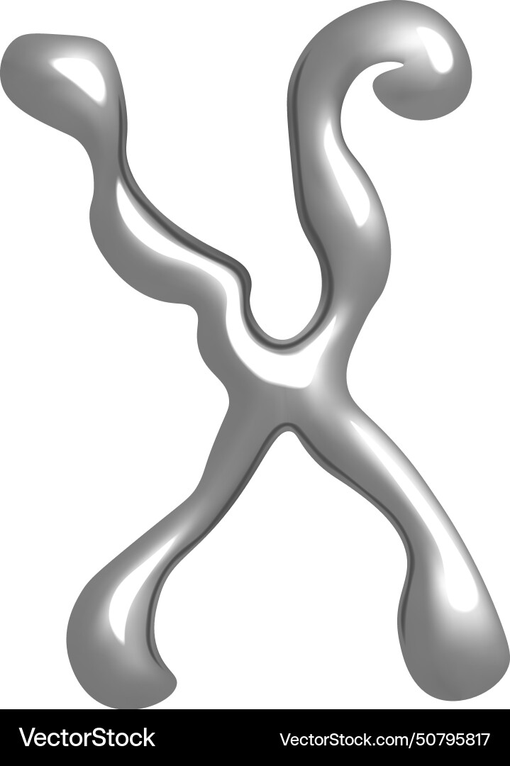 3d letter x in y2k style with chrome effect 3d letter x in y2k style with chrome effect Vector Image