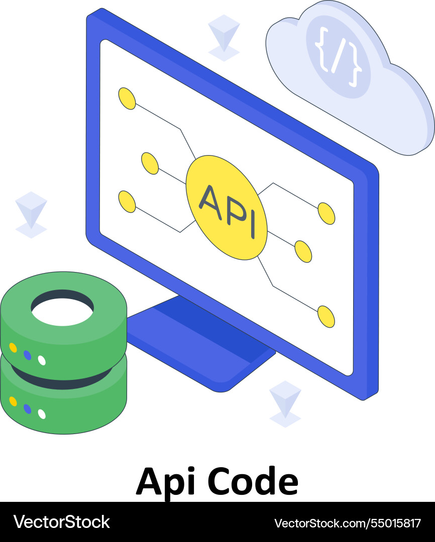 Api code isometric colored eps file Vector Image