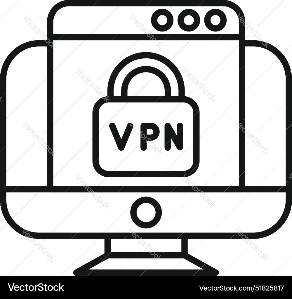 Computer showing vpn configuration on screen vector image