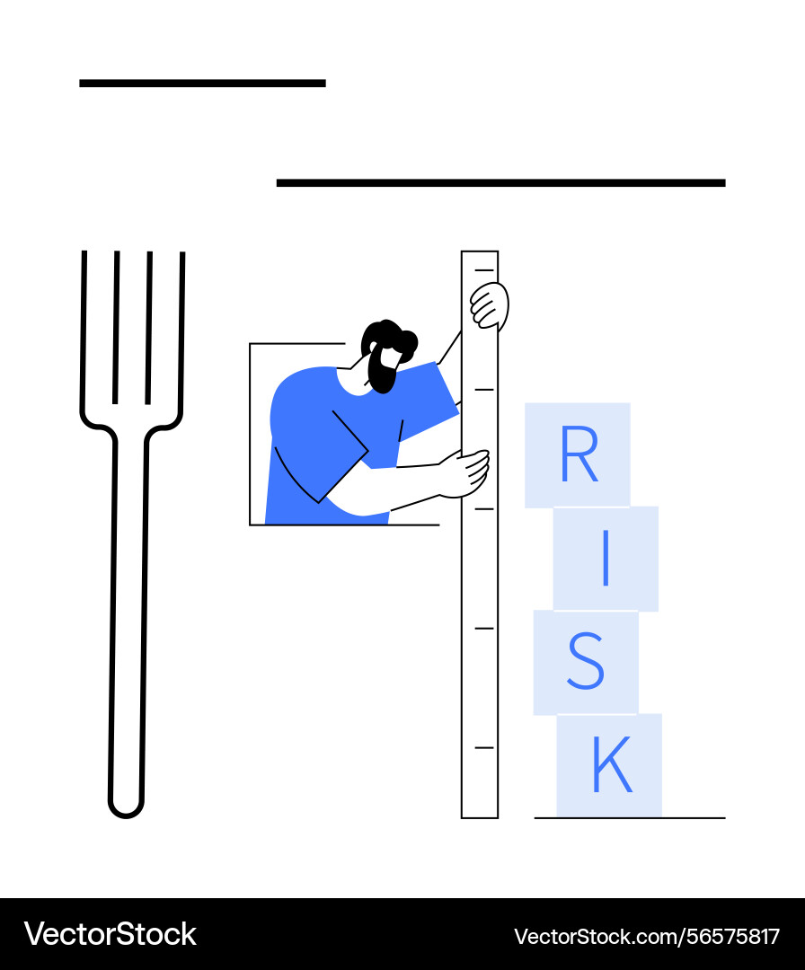 Man measuring risk using blocks and ruler Man measuring risk using blocks and ruler vector image