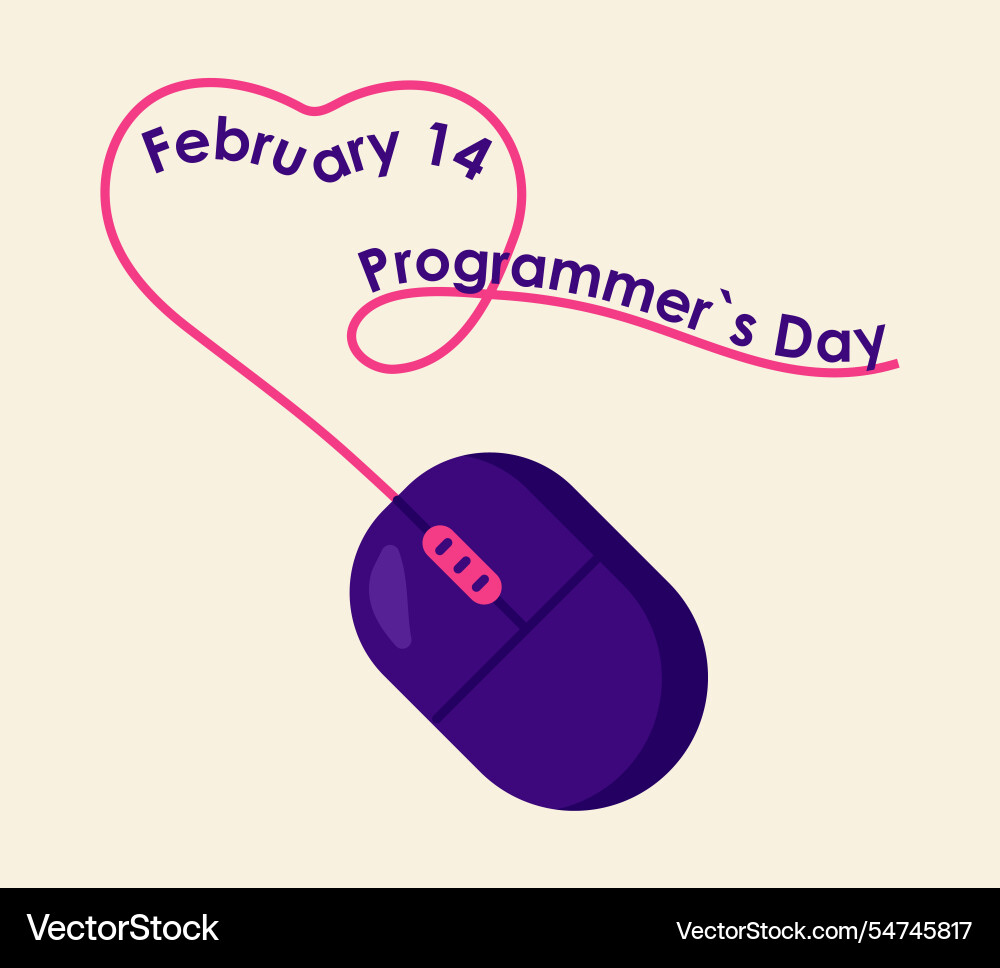Programmierer Tag Computer Maus herzförmiger Kordel Vektorbild