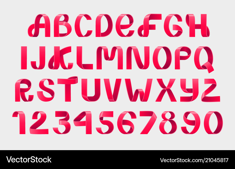 Red ribbon script font Red ribbon script font vector image