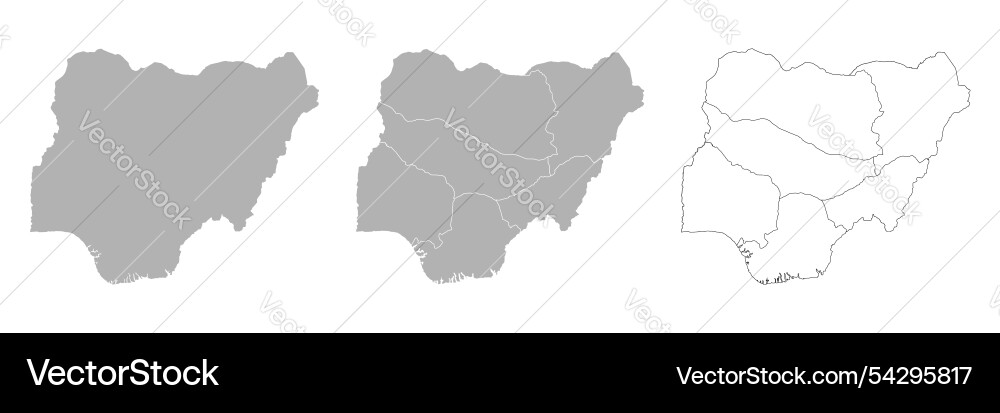 Set of nigeria maps with main map and regional Vector Image