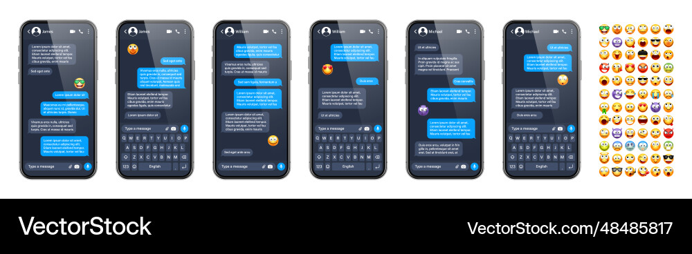 Smartphone messaging app user interface Smartphone messaging app user interface vector image