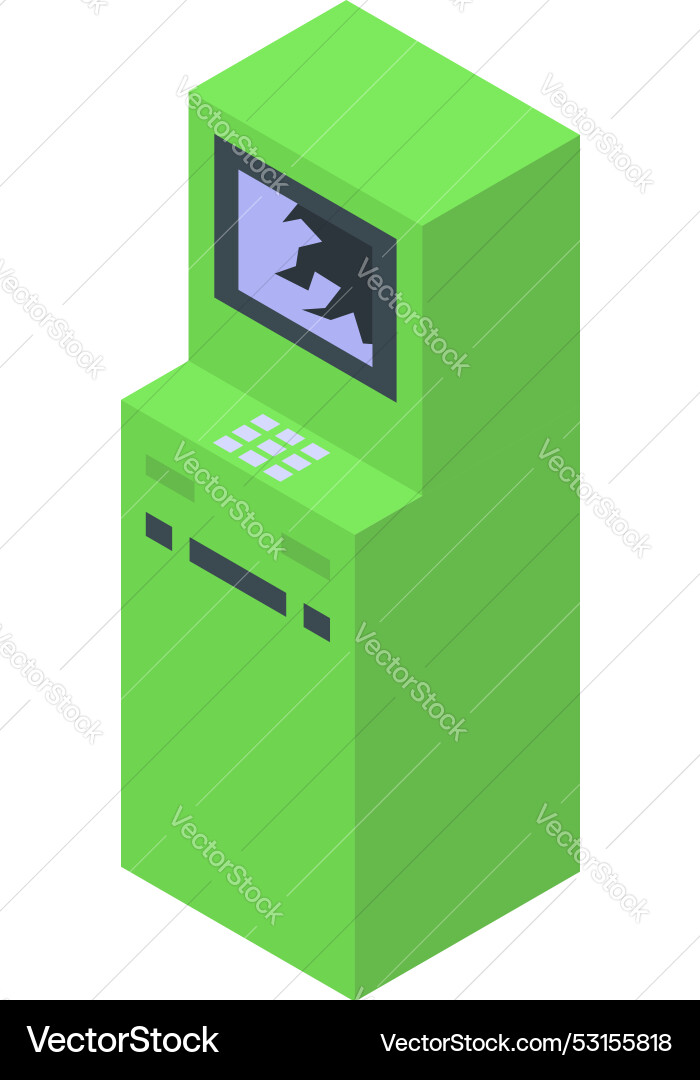 Broken atm showing error message with cracked Broken atm showing error message with cracked Vector Image