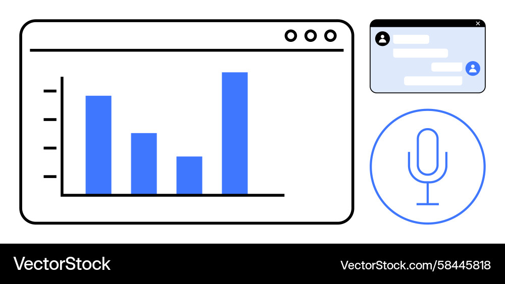 Data Dashboard with Chat Interface Vector Image