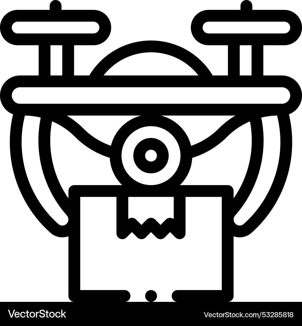 Drone delivery icon thin linear style design Drone delivery icon thin linear style design vector image