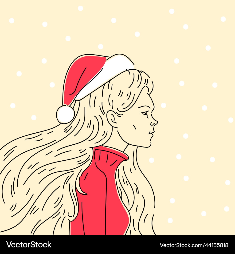 Graphics profile of a young girl with long Graphics profile of a young girl with long vector image