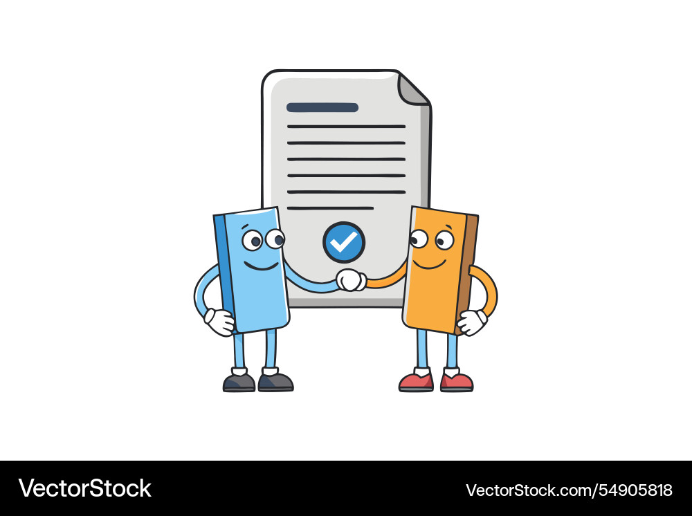 Handshake icon with document approval symbolizing Handshake icon with document approval symbolizing vector image