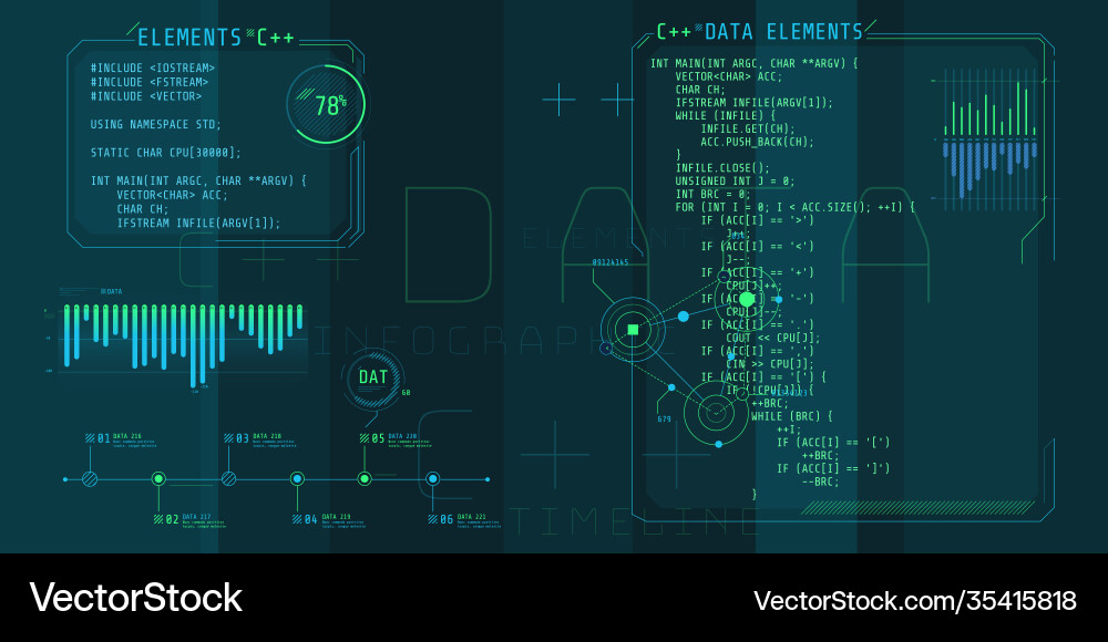 Hud Schnittstellenelemente mit Teilcode c Hud Schnittstellenelemente mit Teilcode c vektorbild