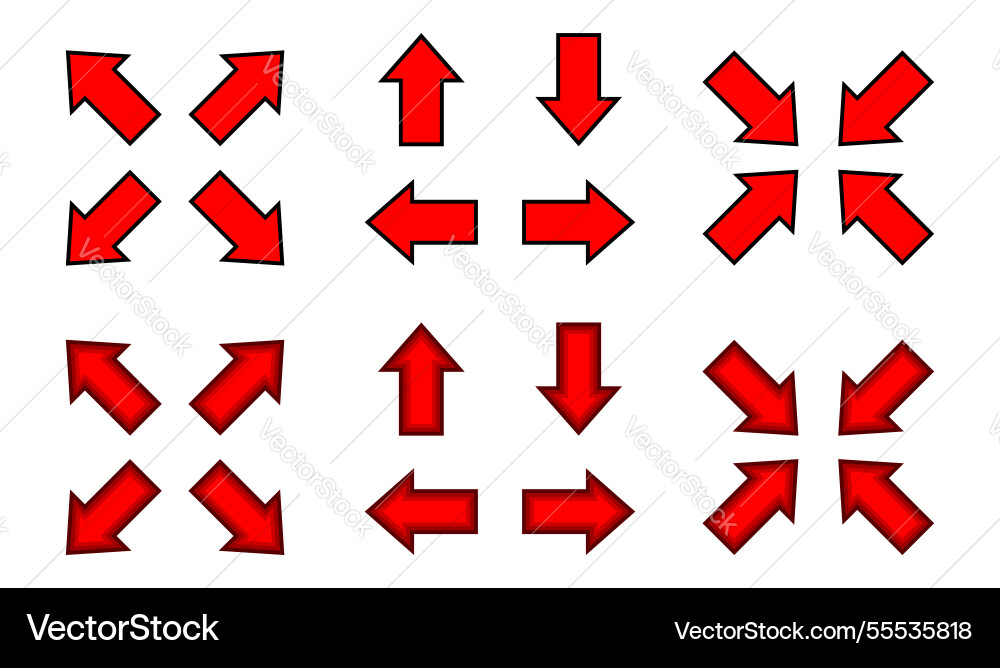 Red arrow and diagonal sign for map Red arrow and diagonal sign for map Vector Image