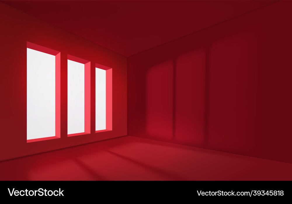 Red empty interior with window realistic spacious Red empty interior with window realistic spacious vector image