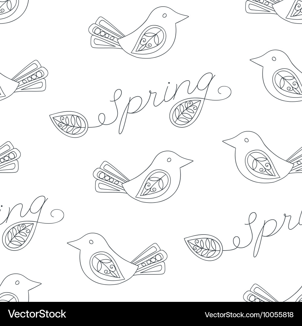 Spring seamless pattern with birds Vector Image