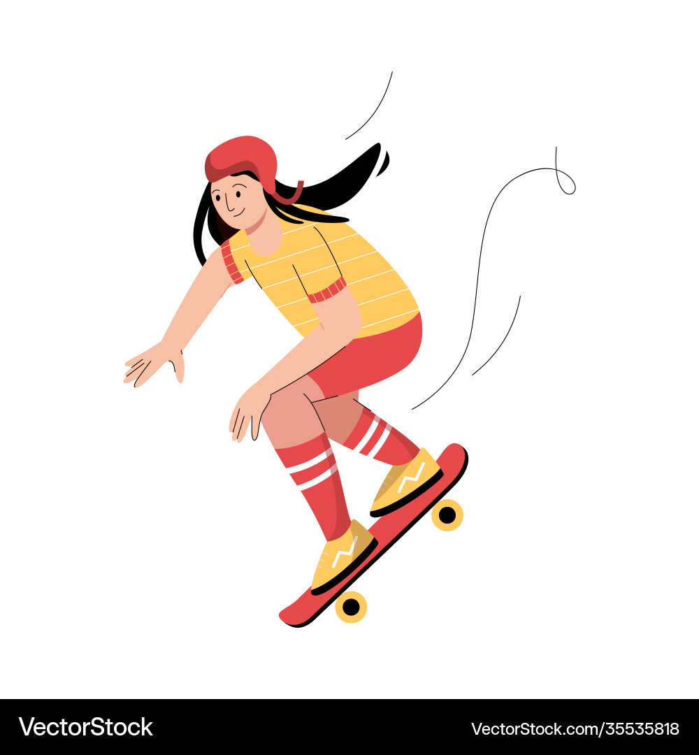 Teen girl riding skateboard stylish teenager Teen girl riding skateboard stylish teenager vector image