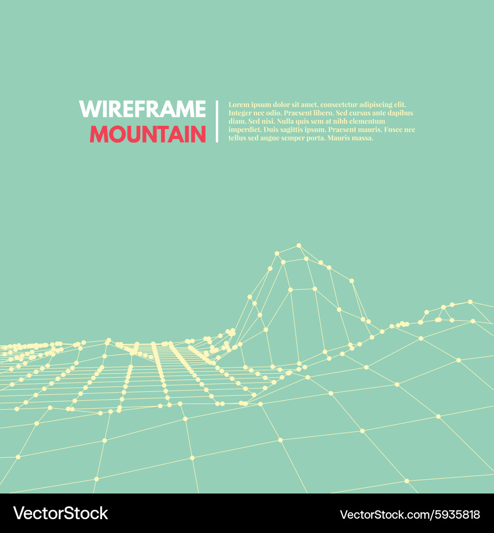Wireframe mesh polygonal surface vector image