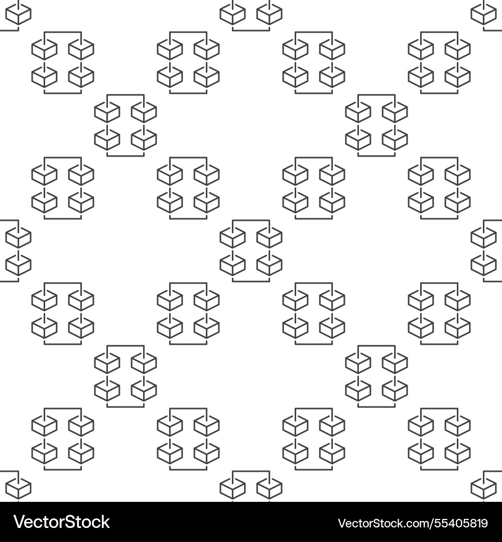 Blockchain with four blocks thin line seamless Blockchain with four blocks thin line seamless vector image
