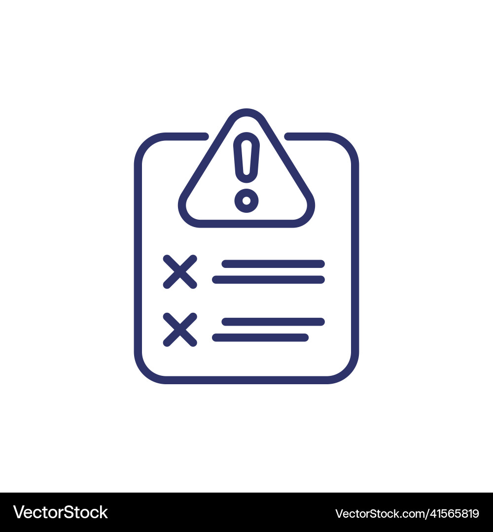 Failed Test Line Icon - Error Report vector image