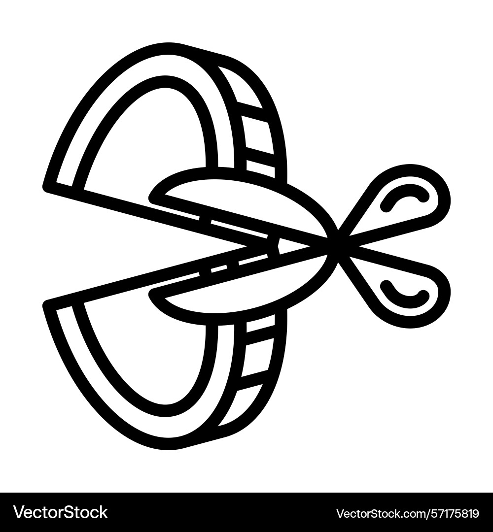 Icon line of split coin and scissors symbolizing Vector Image