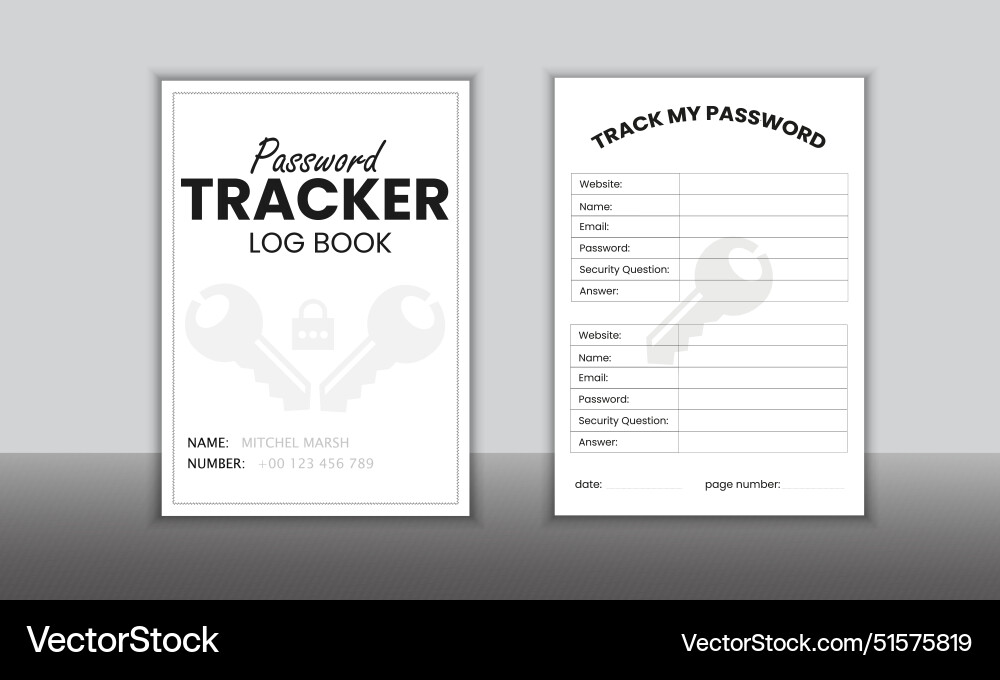 Password tracker logbook minimalist design Vector Image