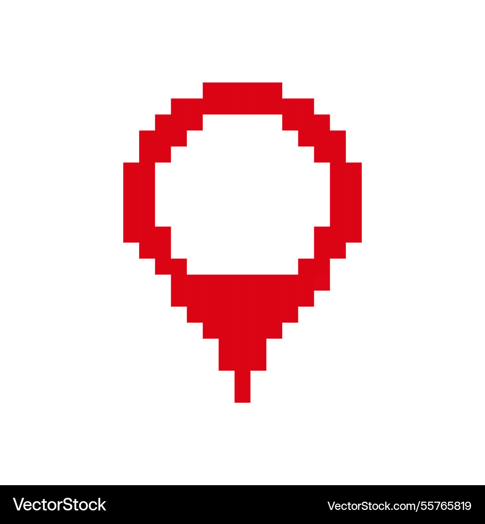 Red pixelated balloon in minimalistic square shape vector image