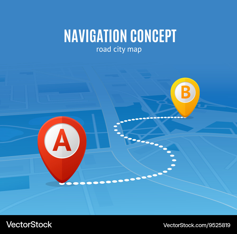 Road Navigation Map Concept Vector Image