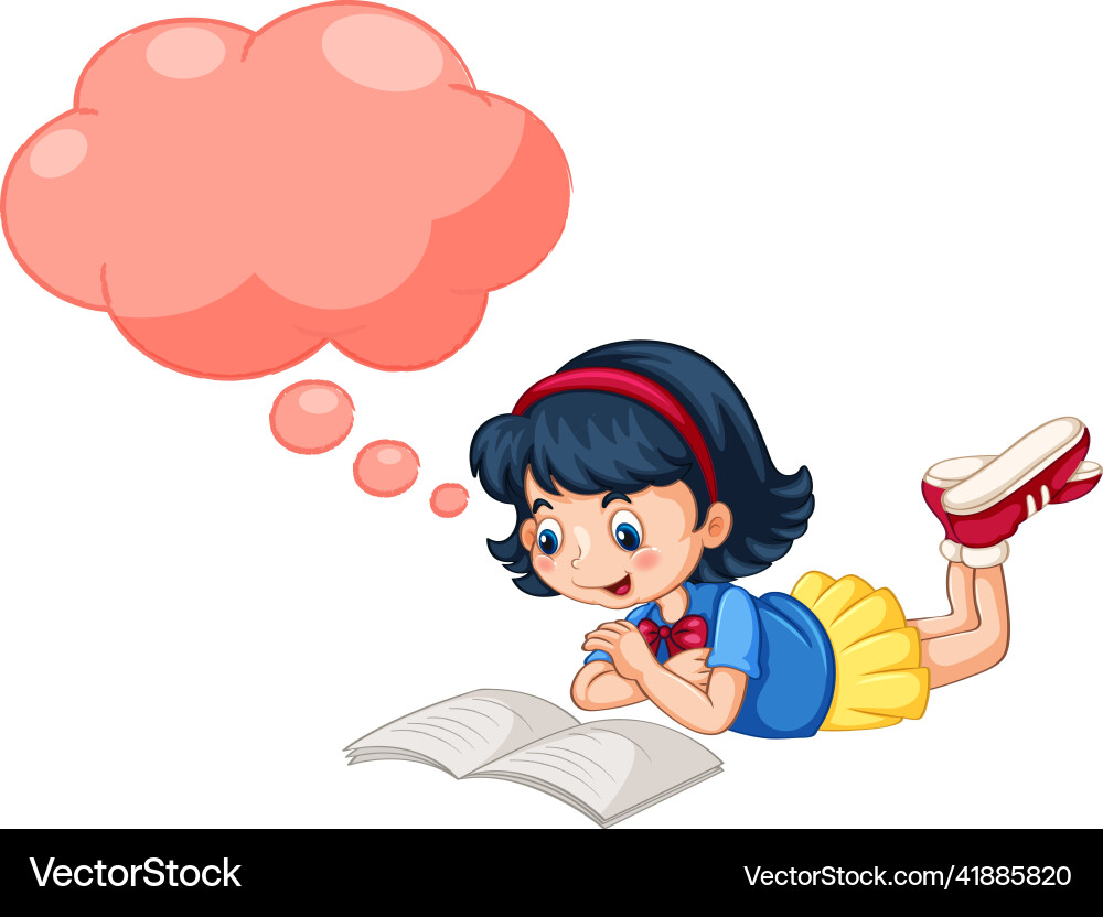 A girl reading with empty callout Vector Image