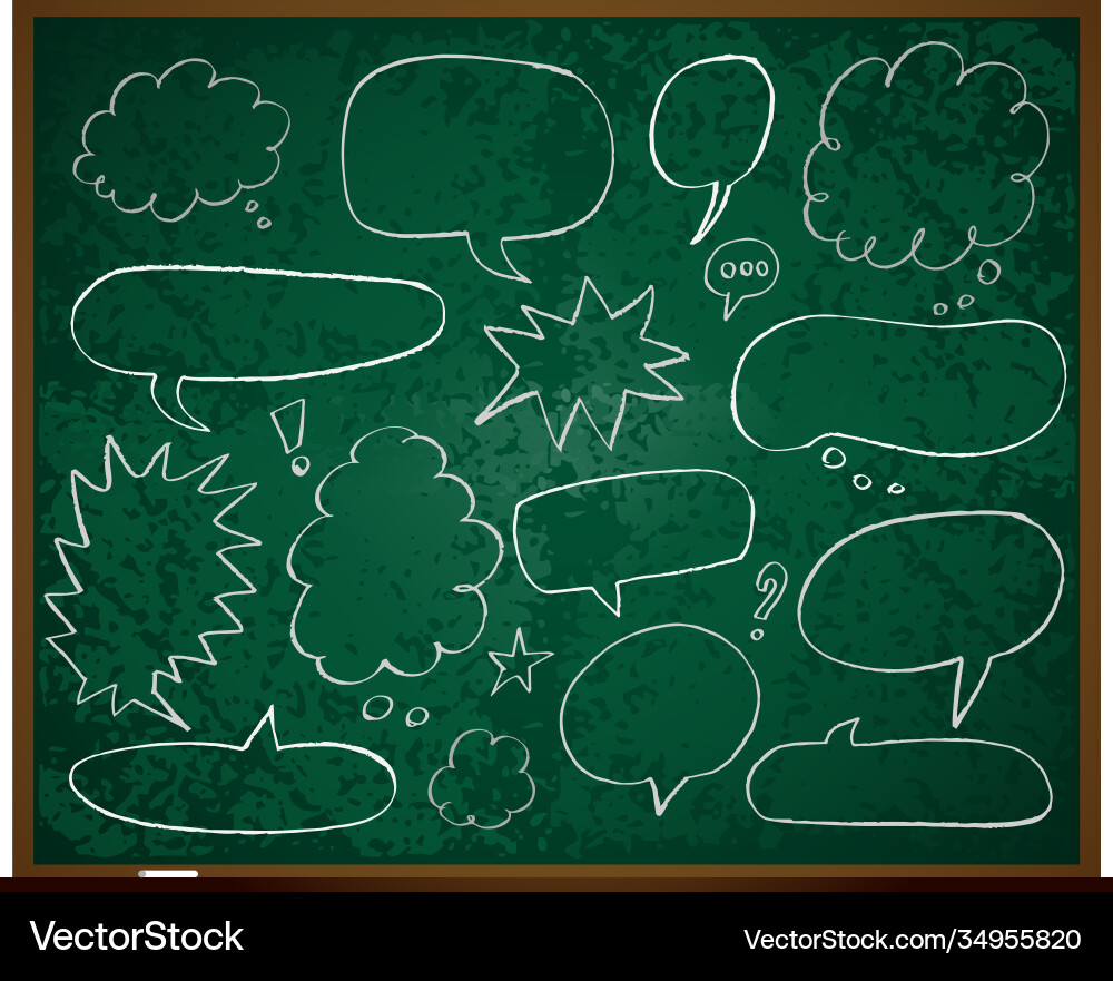 Doodle style comic bubbles on black schoolboard Vector Image