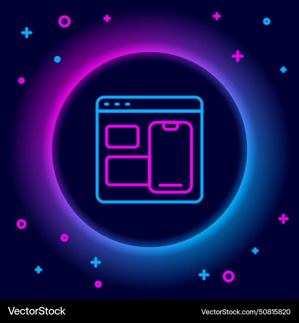Glowing neon line software web developer Glowing neon line software web developer Vector Image