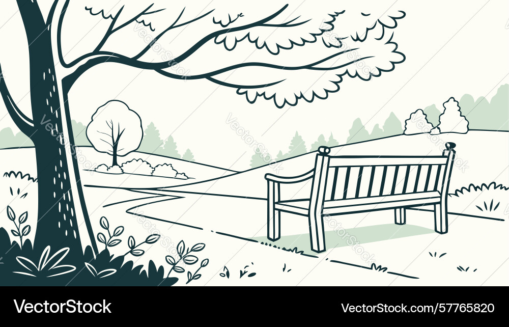 Park scene with bench and path design generative Vector Image