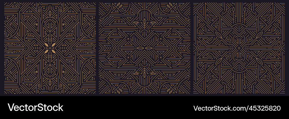 Set of art deco seamless patterns frames Set of art deco seamless patterns frames vector image