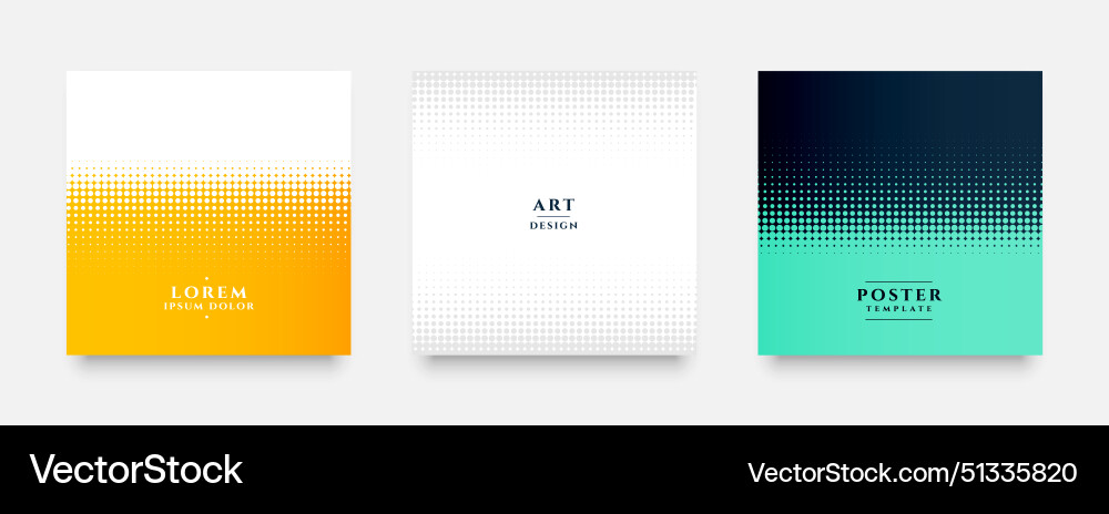 Three empty halftone retro texture background Vector Image