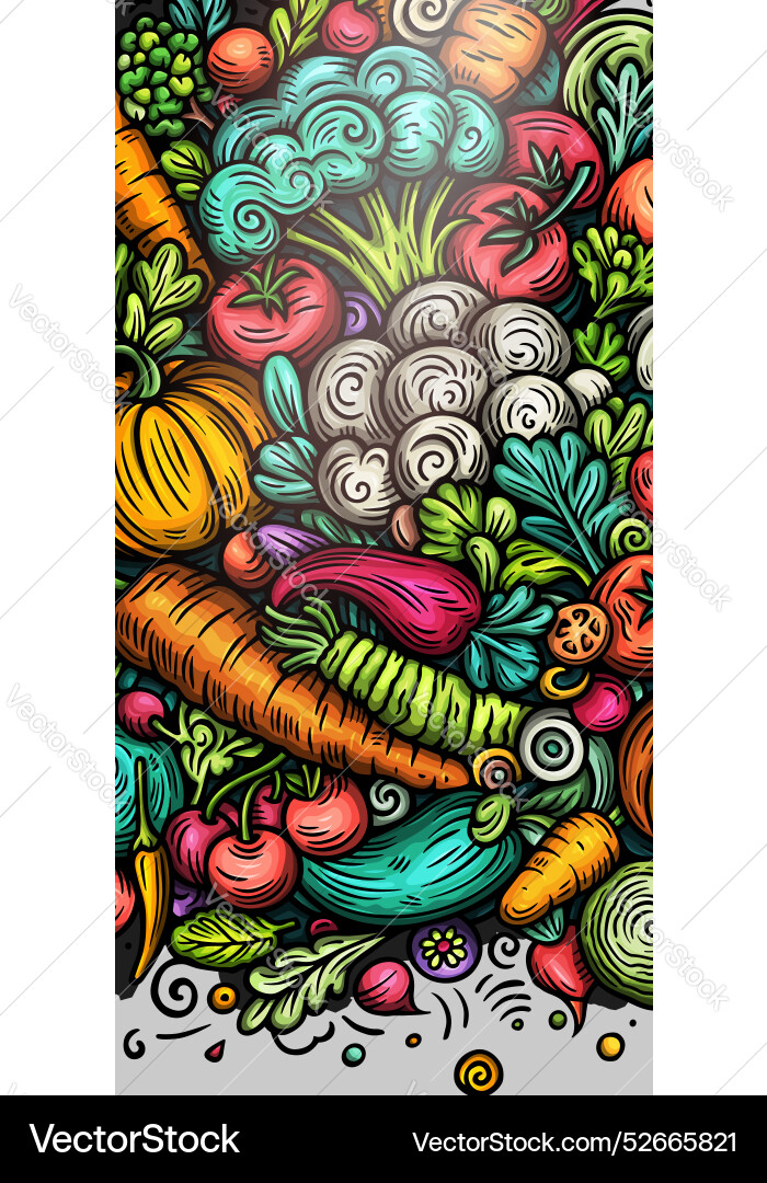 Cartoon doodle vegetables banner background Cartoon doodle vegetables banner background vector image