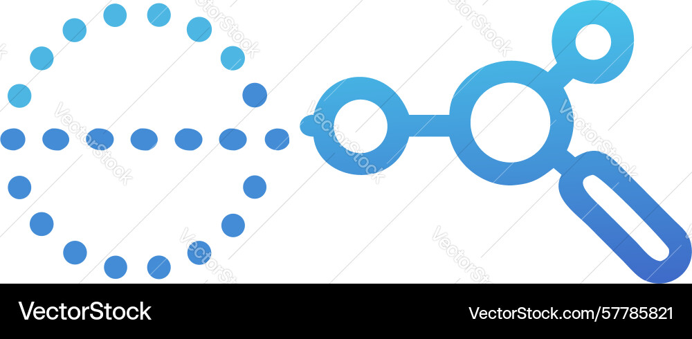 Connected data node search discovery icon design vector image