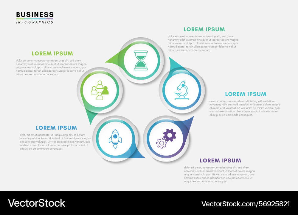 Infographics design template business loop with 5 vector image