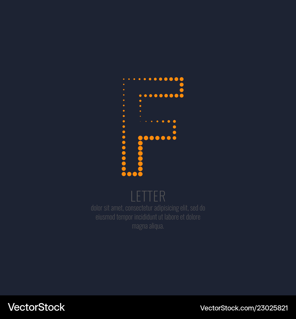 Modern dotted letter f of the latin alphabet vector image