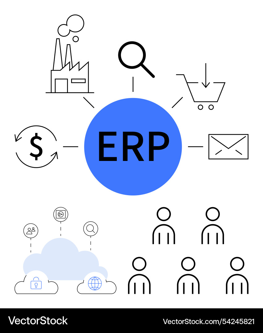 Visual representation of erp integration Visual representation of erp integration vector image