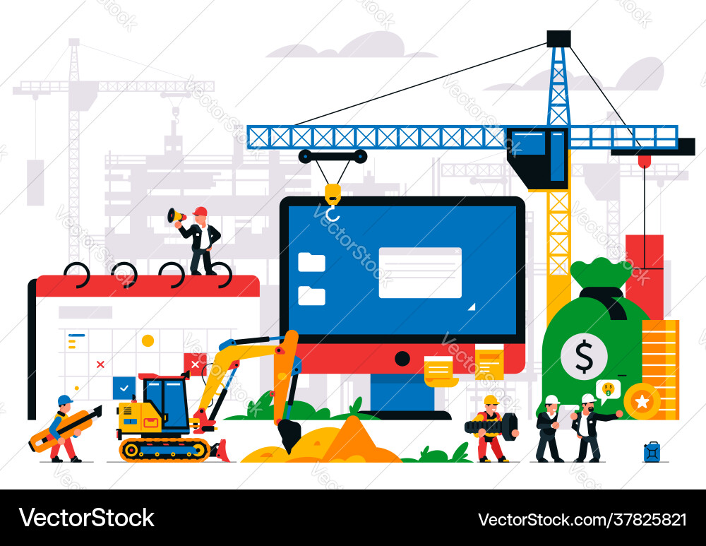 Website is under construction error page Vector Image