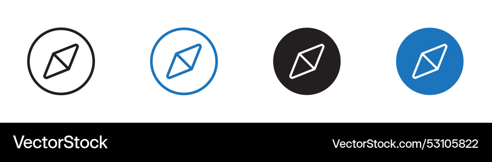Compass icon set outline Royalty Free Vector Image