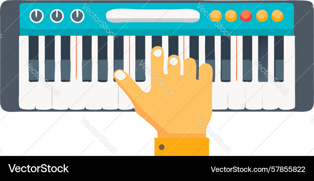 Hand on numeric keypad data input for forms vector image
