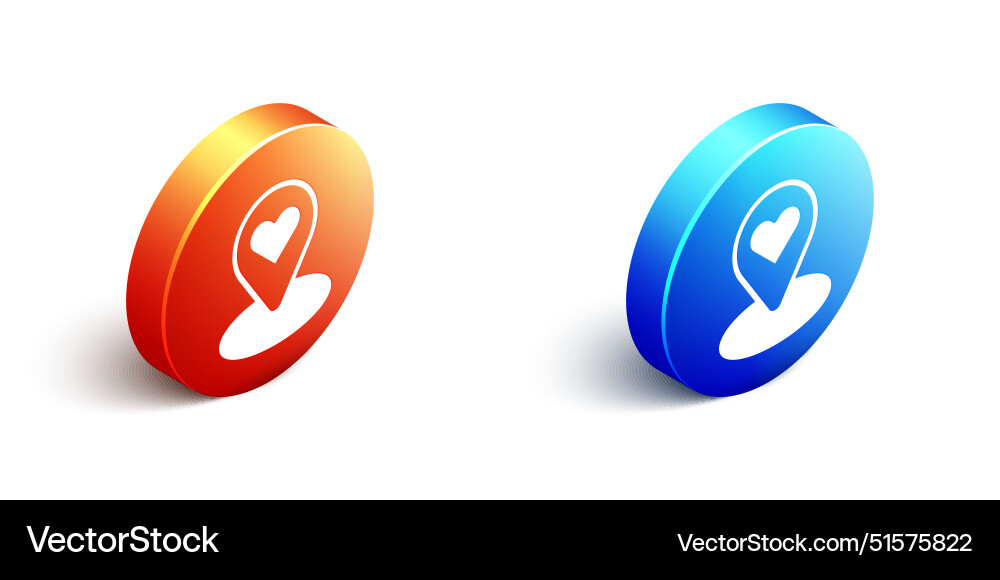 Isometric map pointer with heart icon isolated Isometric map pointer with heart icon isolated vector image