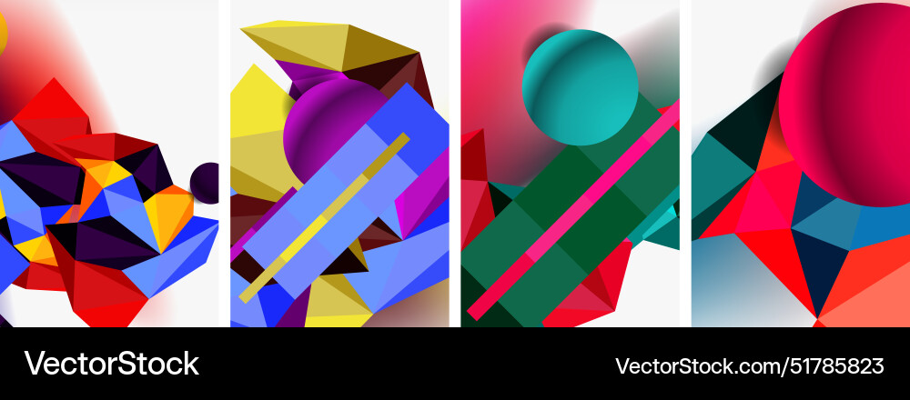 3d sphere and low poly triangle design Vector Image