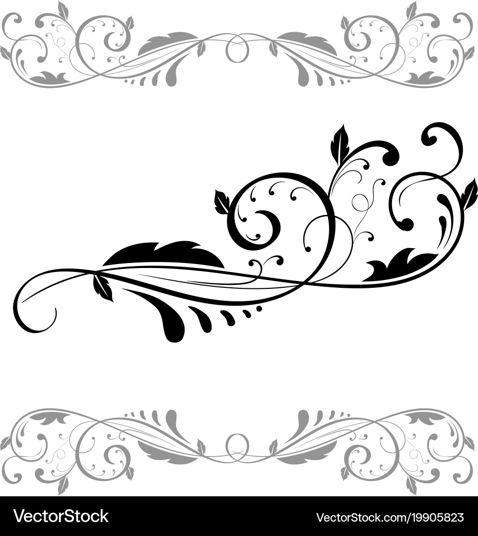 Black Floral Ornament Divider Set Vector Image