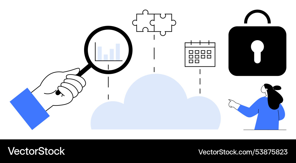 Cloud solutions with data analysis integration Cloud solutions with data analysis integration vector image
